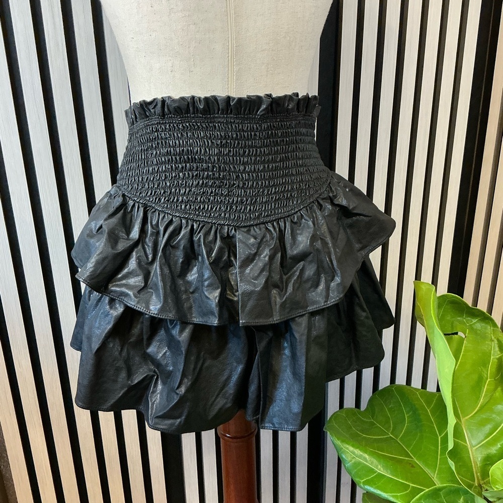 Mustard Seed Black Tiered Mini Skirt Sz S - Picture 2 of 5